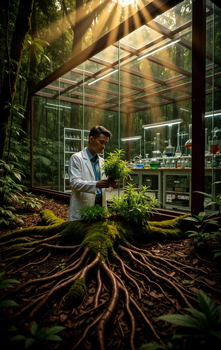 Botanical research in Indonesian rainforest